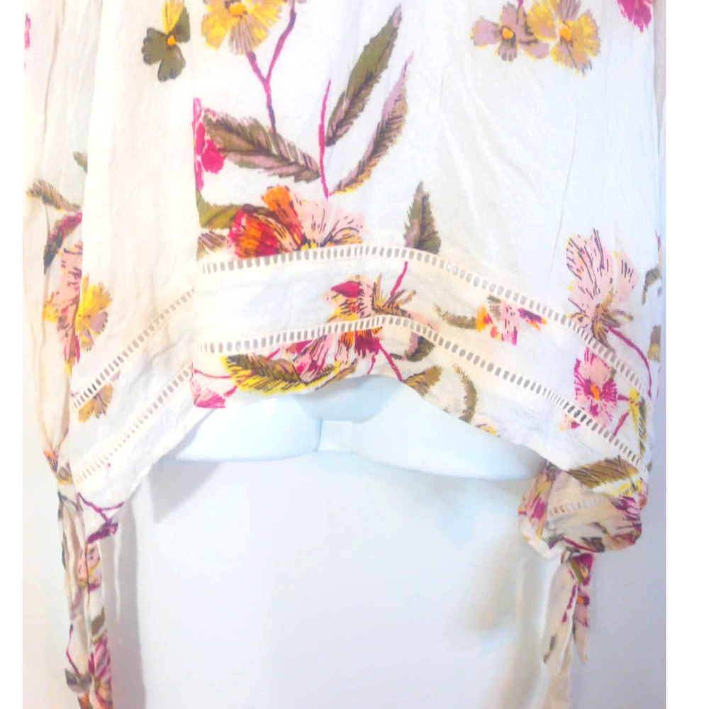 NWT Wonderly Women XS Floral Lace Cold Shoulder Long Sleeve Top Vintage Boho - Picture 4 of 7